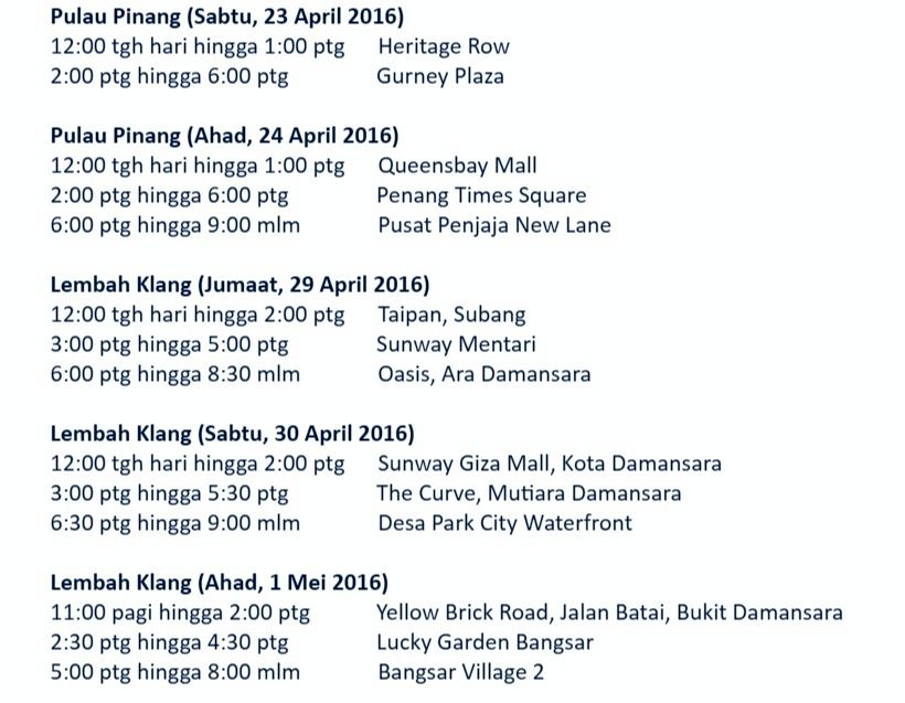 Jadual Pameran Bergerak Land Rover Defender