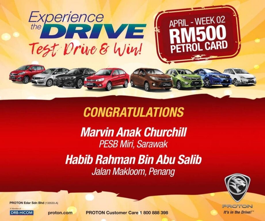 pemenang peraduan proton experience the drive