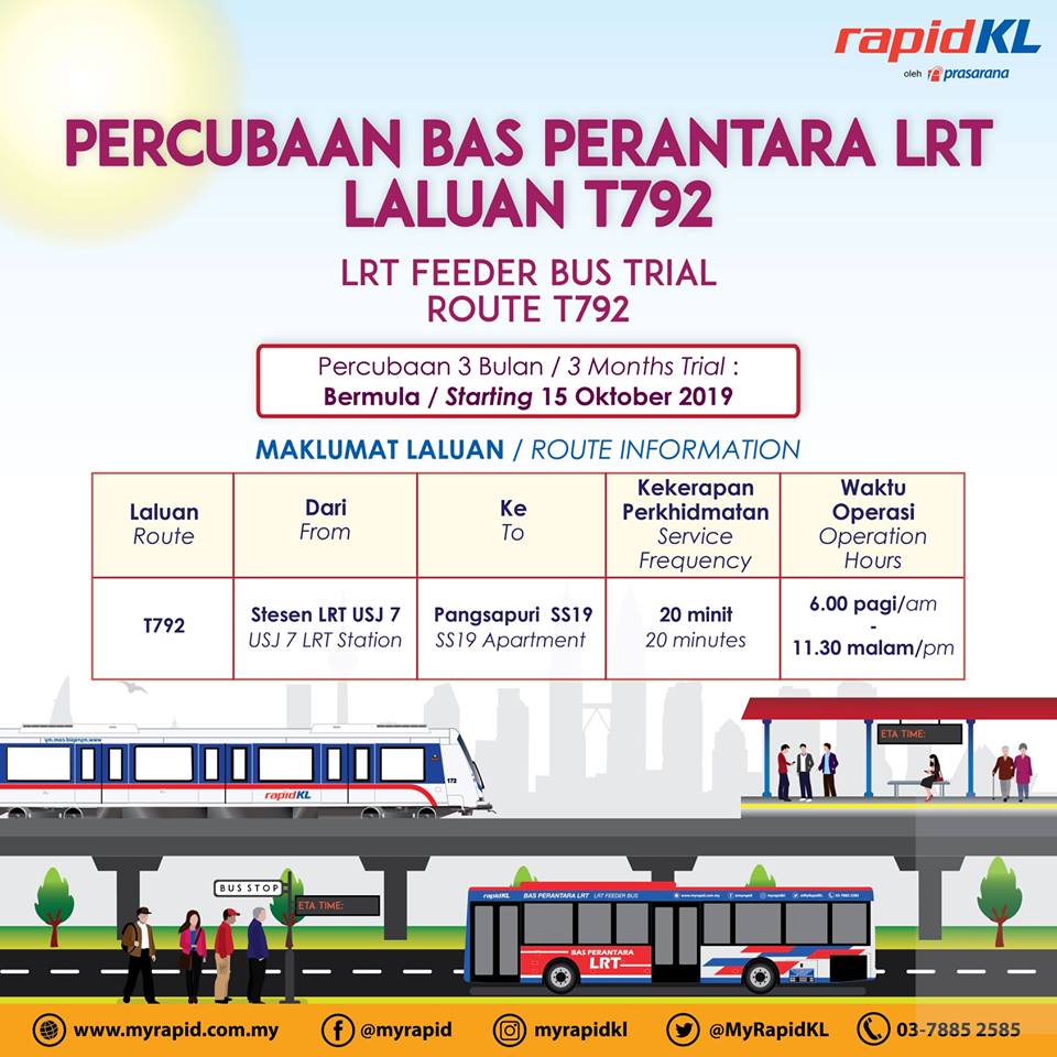 Rapid KL Lancar Projek Percubaan Bas Perantara LRT di Subang Jaya