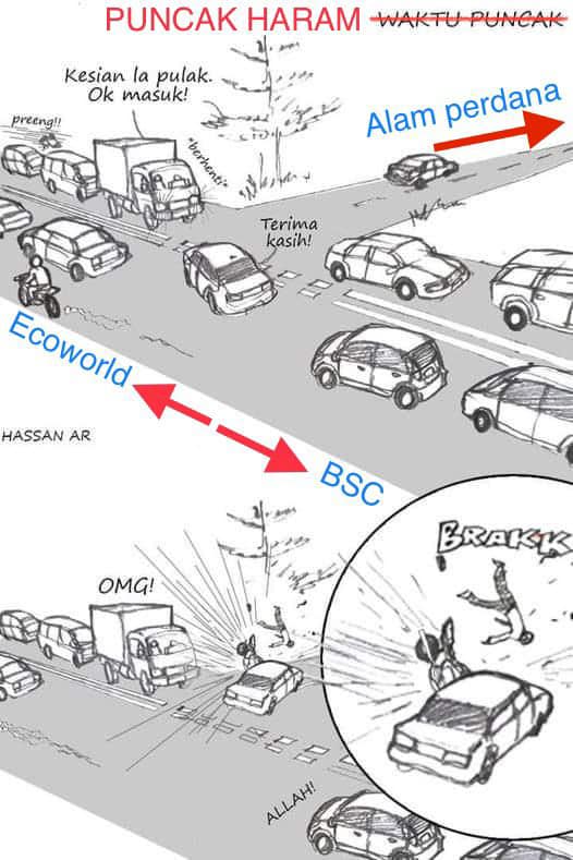 car accident in a junction and causing trouble