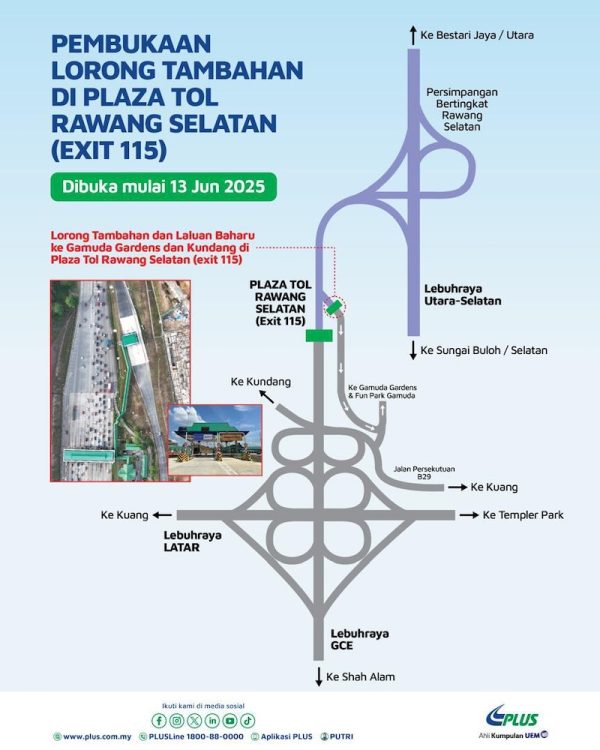 Lorong tambahan Plaza Tol Rawang, Lebuhraya PLUS