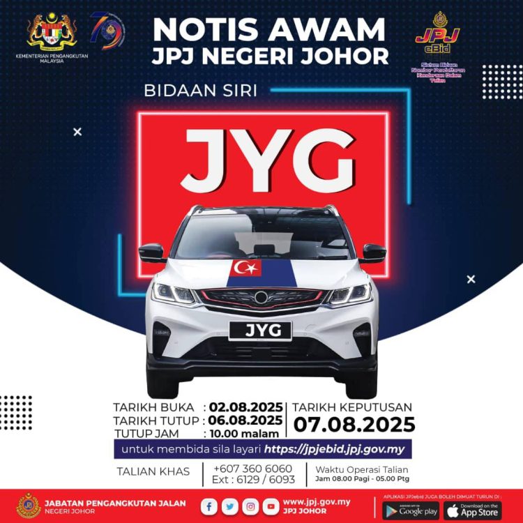 Bidaan nombor pendaftaran JYG