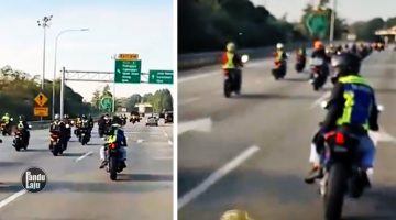 Konvoi motosikal guna marshal pakai jaket polis di Nilai.