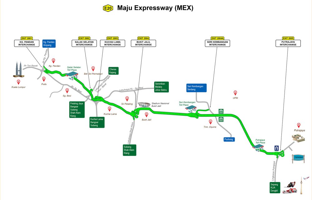 Peta laluan Lebuhraya MEX