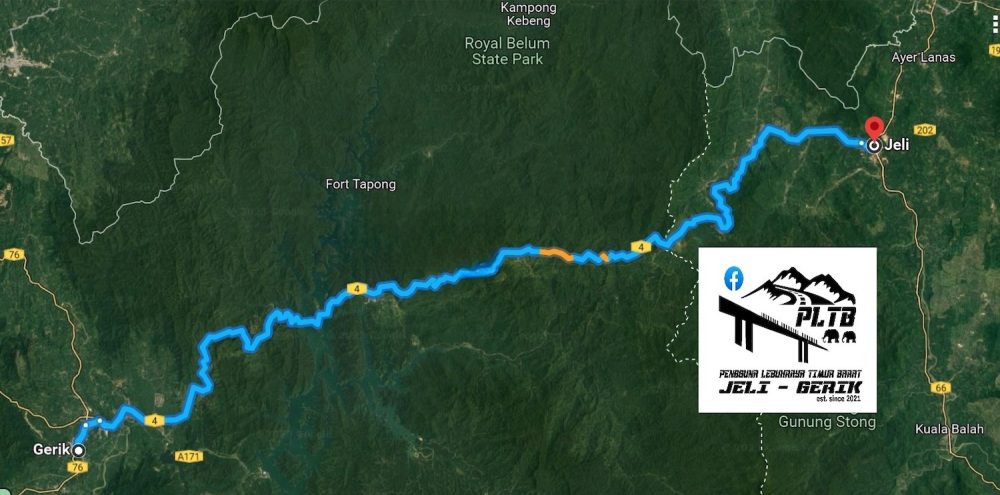 Peta laluan Lebuhraya Timur-Barat (JRTB)