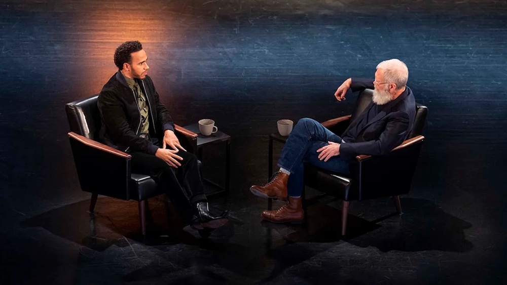 Lewis Hamilton dalam rancangan 'My Next Guest Needs No Introduction' dengan David Letterman