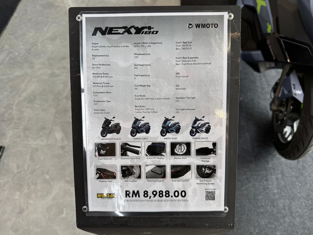 WMoto Nexy+ 180 dilancarkan untuk pasaran Malaysia.
