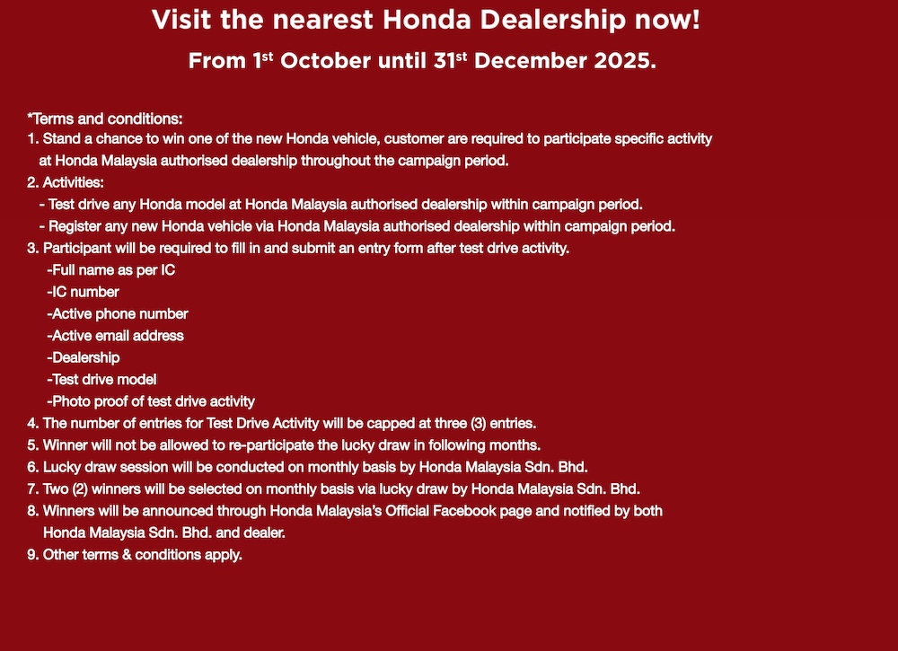 Kempen Honda Test Drive & Win 1 Million