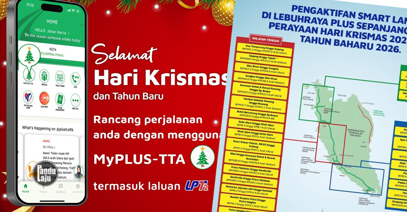 PLUS sesak sepanjang cuti Tahun Baharu 2026 dan Krisman 2025