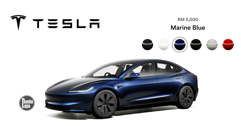 Tesla Model 3 tawar warna baharu Marine Blue