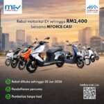 Mforce.Cas tawar rebat RM2,400 untuk motosikal elektrik