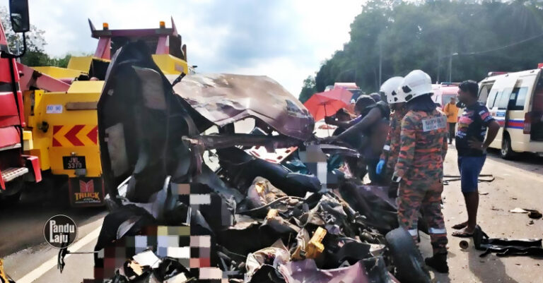 Nahas lori langgar belakang van seisi keluarga