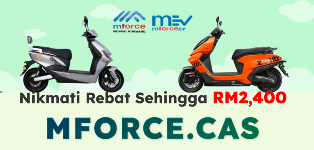 Mforce.Cas tawar rebat RM2,400 untuk motosikal elektrik