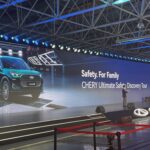 Demonstrasi ujian perlanggaran Chery Tiggo 9 dan Chery Tiggo 7 Pro di Wuhu, China.