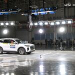 Demonstrasi ujian perlanggaran Chery Tiggo 9 dan Chery Tiggo 7 Pro di Wuhu, China.