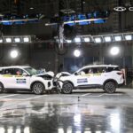 Demonstrasi ujian perlanggaran Chery Tiggo 9 dan Chery Tiggo 7 Pro di Wuhu, China.