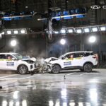 Demonstrasi ujian perlanggaran Chery Tiggo 9 dan Chery Tiggo 7 Pro di Wuhu, China.