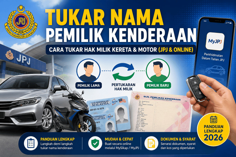 Cara tukar nama pemilik secara online dan JPJ