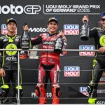 Podium GP Jerman 2026 | dari kiri: Ai Ogura, Marc Marquez dan Raul Fernandez