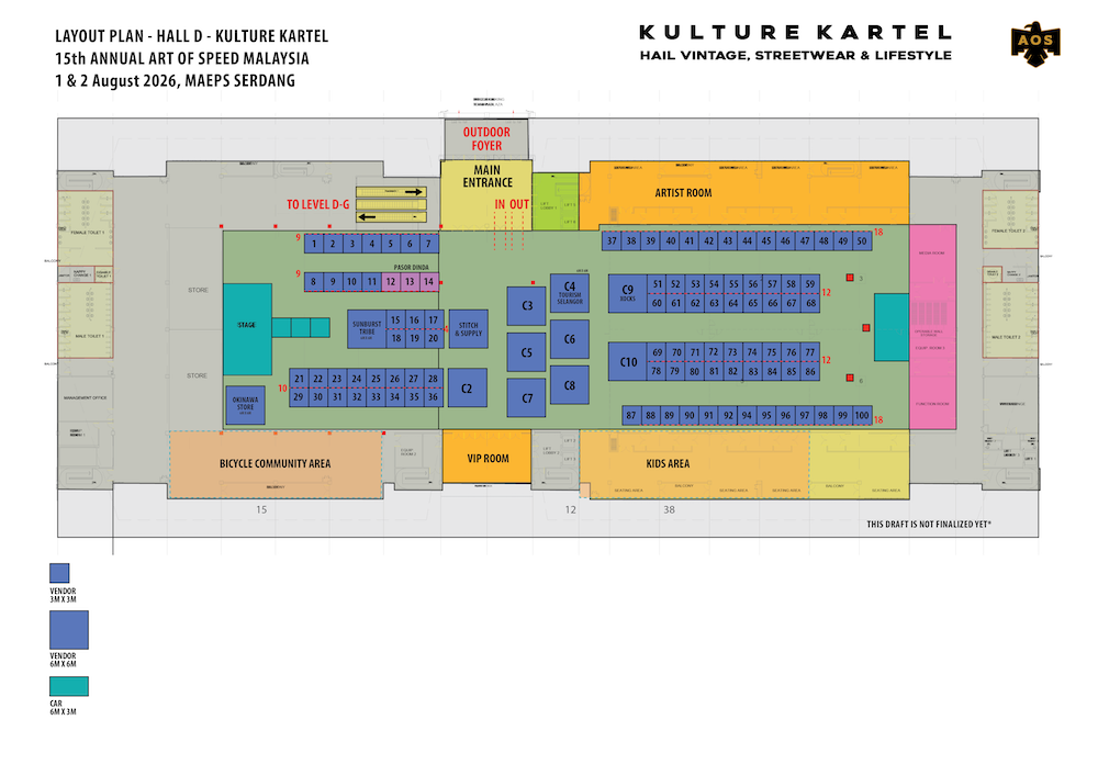 Layout Art of Speed (AOS) Malaysia 2026 | Hall D